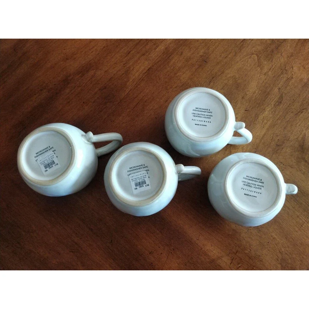 Lot 4x Vintage Pottery Barn Ghost Coffee Tea Mugs Halloween First Edition White